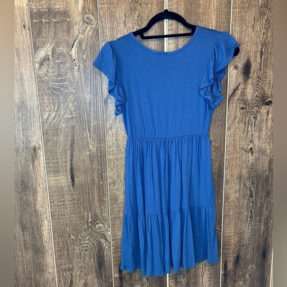 Olivia Rae T-Shirt Dress Flutter Sleeve Stretch Scoop Neck Blue Women's Size S - Picture 2 of 6